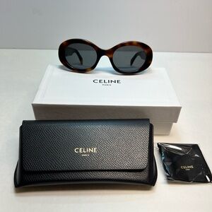 Celine Brown Oval Sunglasses with Black Case